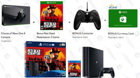Xbox One X Bundle (Your Choice) + RDR2 +.PowerA Wired Xbox Controller + $5 Xbox Gift Card | $430+ | WalmartPS4 Pro Red Dead Redemption 2 Bundle | $399 | Walmart